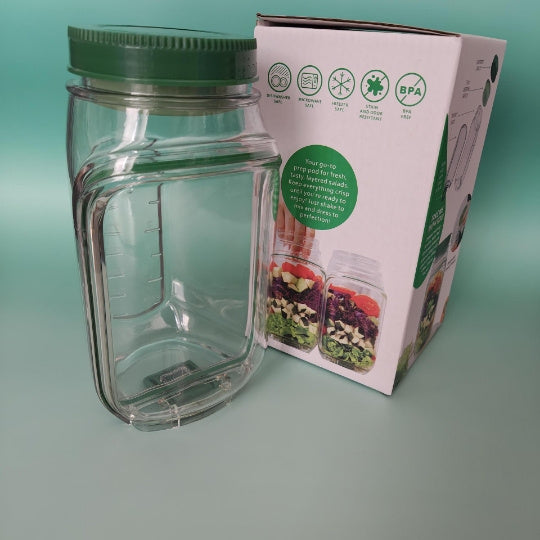 Portable Reusable Salad Pod All-In-One Container (with Leak Proof Oats Container)