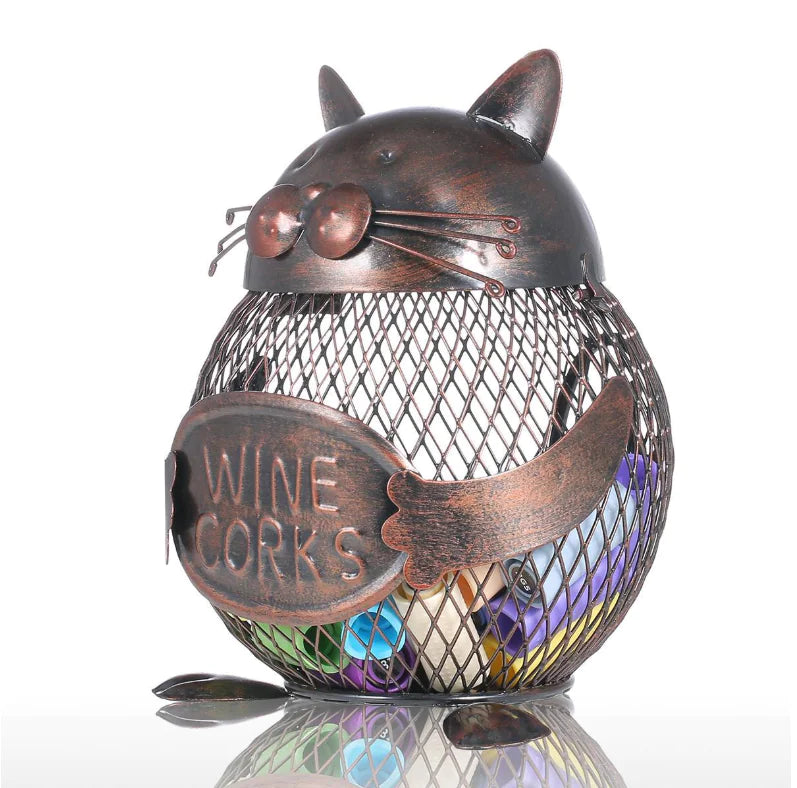 Artistic Iron Cat Wine Bottle Stopper and Rack