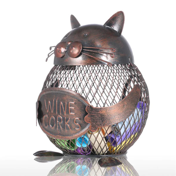 Artistic Iron Cat Wine Bottle Stopper and Rack