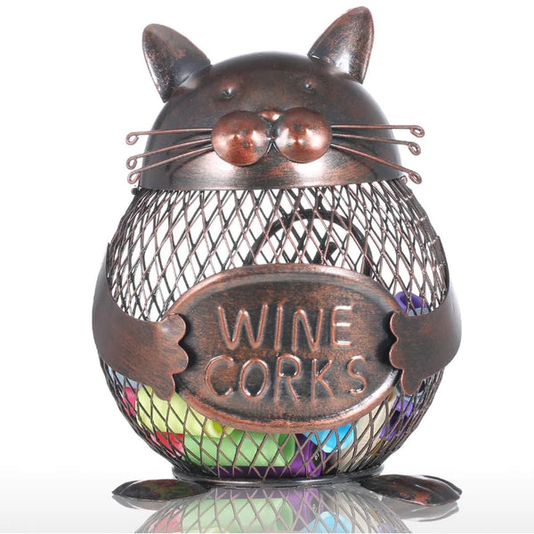 Artistic Iron Cat Wine Bottle Stopper and Rack
